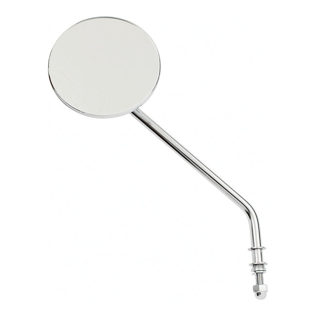 Steel 4 Inch Round Mirror Chrome Long Stem For 65-UP H-D