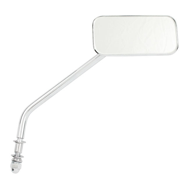 Small Rectangular Mirror Long Stem Chrome For 65-UP H-D