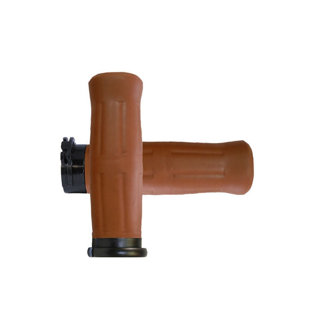 Old School Grips Coke Bottle Look Tan Light Brown For 96-22 H-D With dual throttle cables