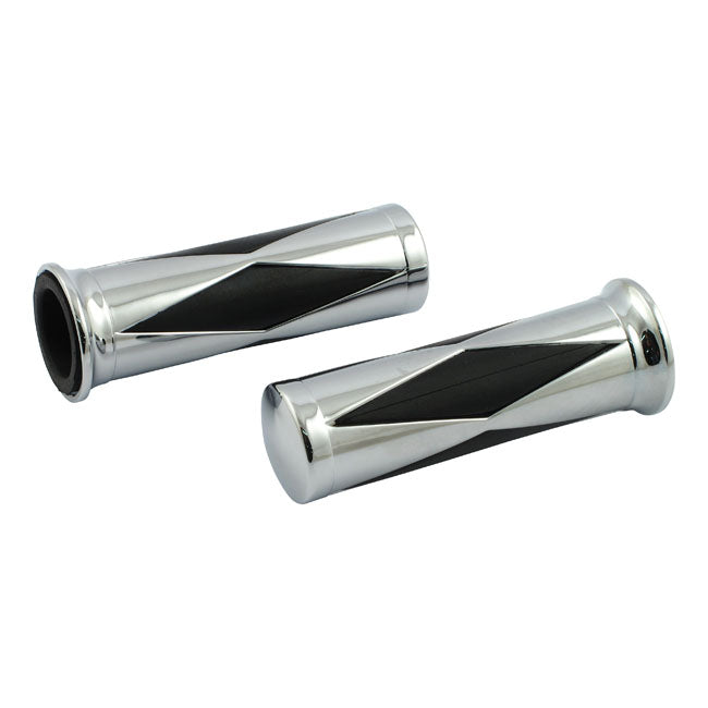 Handlebar Grip Set Diamond Black Inlay For 74-23 H-D With 1 Inch diameter grip area