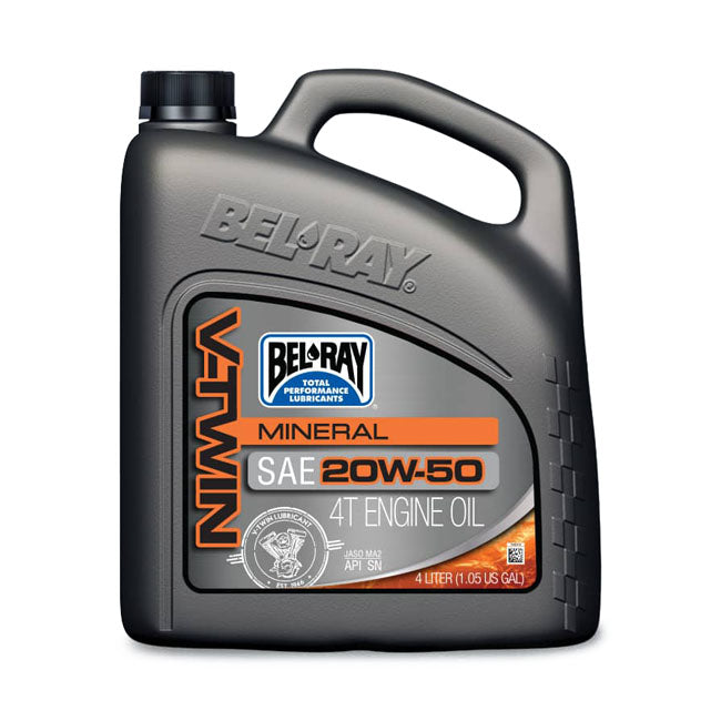 V-Twin Mineral Motor Oil 20W50 4L For Designed For air and Oil cooled large V-Twin Engines.