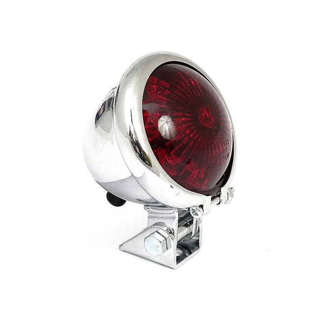 Bates Style Led Taillight Chrome Red Lens