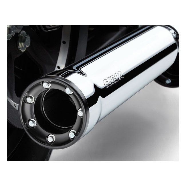 RPT Race Pro Slip-On Mufflers Chrome - 3 Inch For Softail: 00-06 FLSTF Fat Boy
