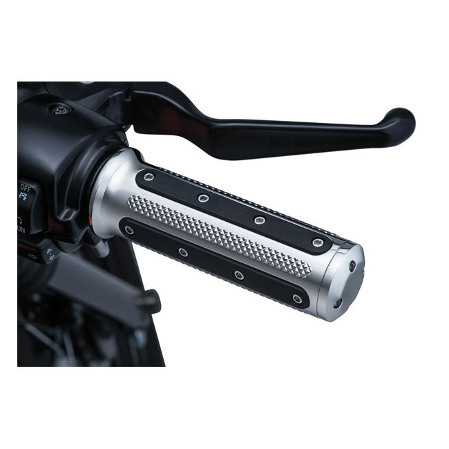 Heavy Industry Grips Chrome For 81-21 H-D With Dual Throttle Cables