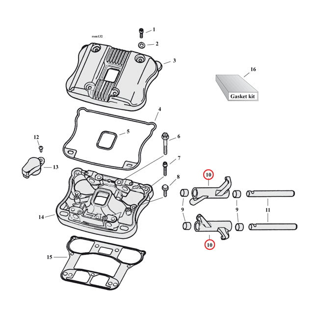 Rocker Arm Rear Intake / Front Exhaust For 84-17 BT Excl. M8