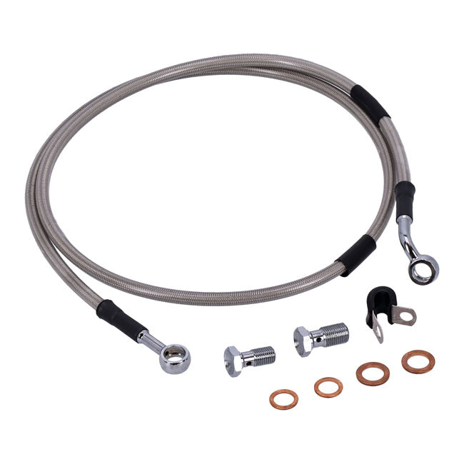 Stainless Clear Coated Front Brake Line For 93-05 FXDWG NU