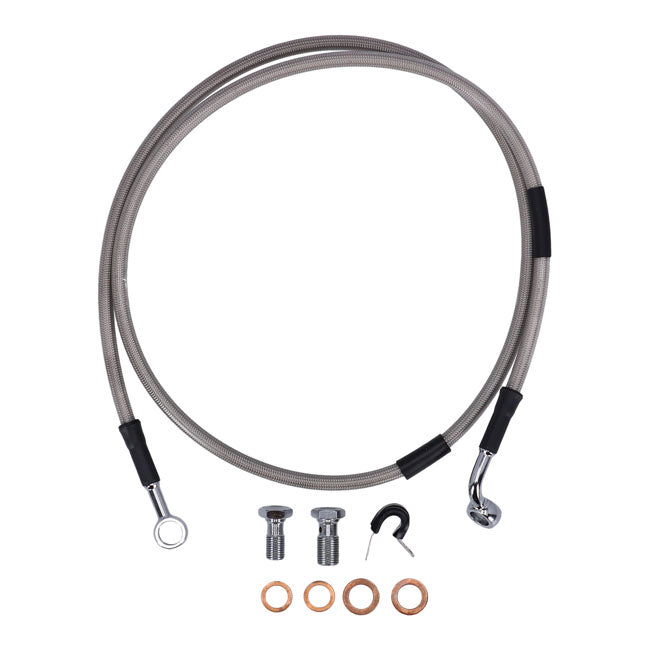 Stainless Clear Coated Front Brake Line For 93-05 FXDWG NU