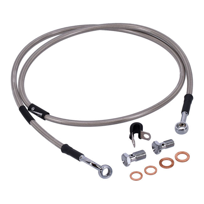 Stainless Clear Coated Front Brake Line For 84-90 FXST