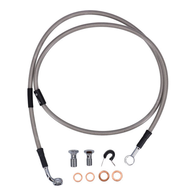 Stainless Clear Coated Front Brake Line For 84-90 FXST