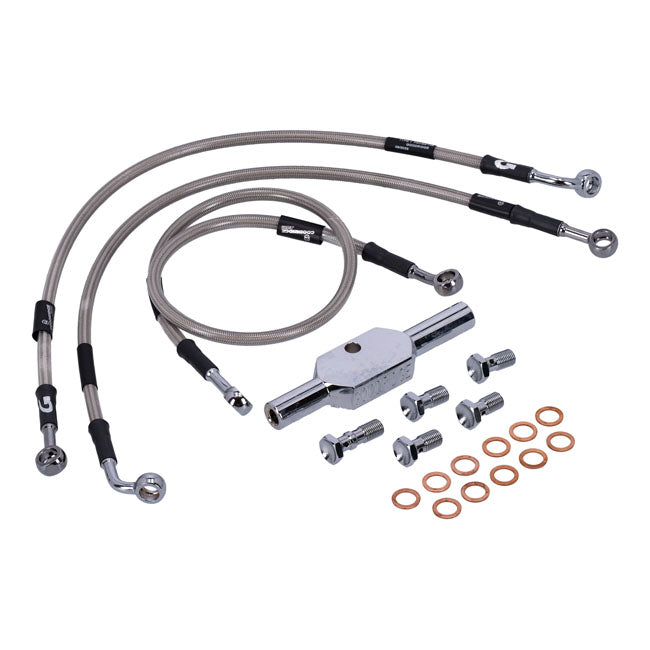 Stainless Clear Coated Front Brake Line For 94-07 FLHR/I NU