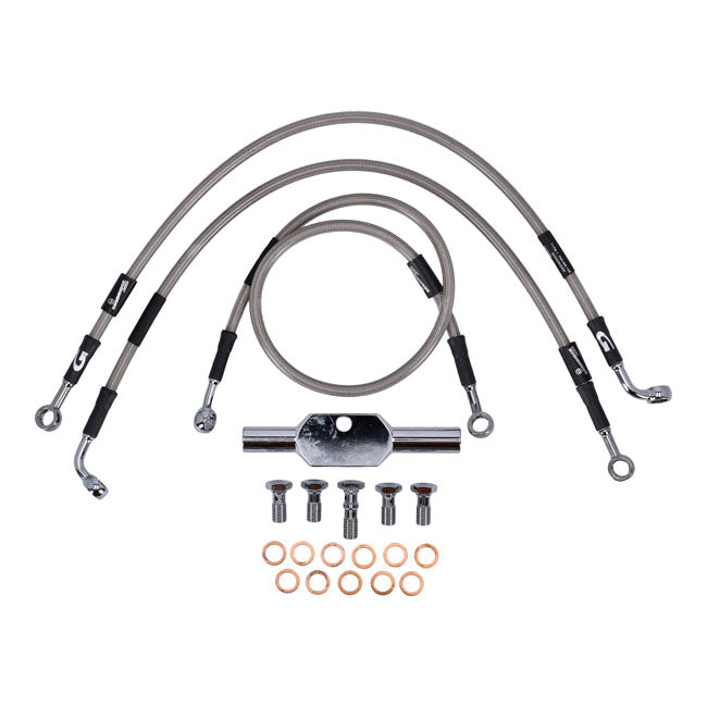 Stainless Clear Coated Front Brake Line For 94-07 FLHR/I NU