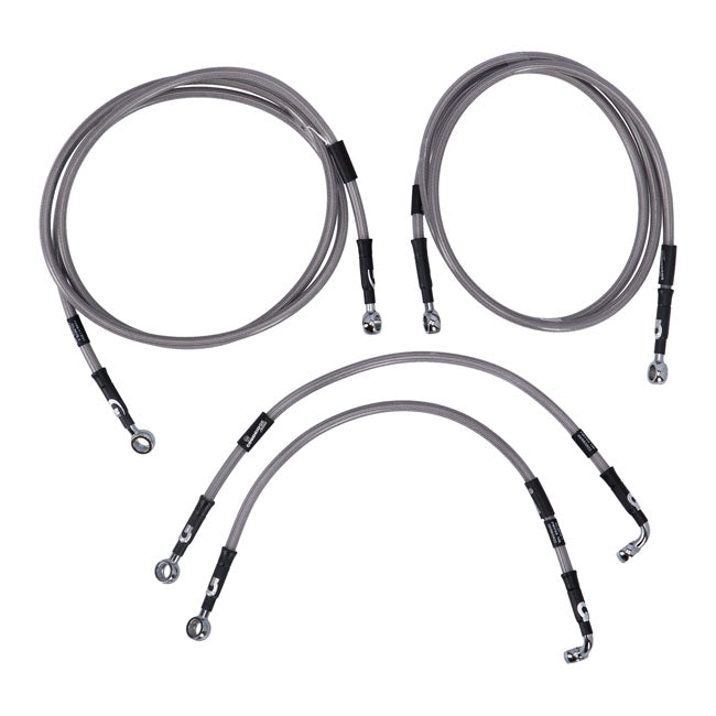 Stainless Clear Coated Front Brake Line For 09-13 FLH/FLT All Models EX 09-13 FLTR ABS