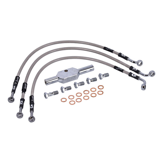 Stainless Clear Coated Front Brake Line For 08-13 FXDF