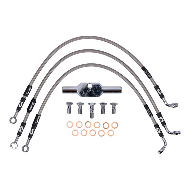 Stainless Clear Coated Front Brake Line For 08-13 FXDF