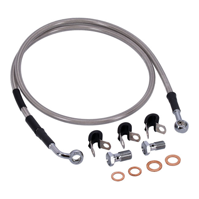 Stainless Clear Coated Front Brake Line For 06-13 FXDLI