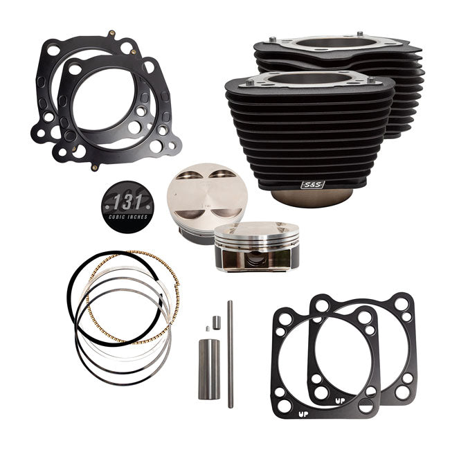 M8 131 Inch Big Bore Cylinder & Piston Kit Black Fins For 18-23 Softail