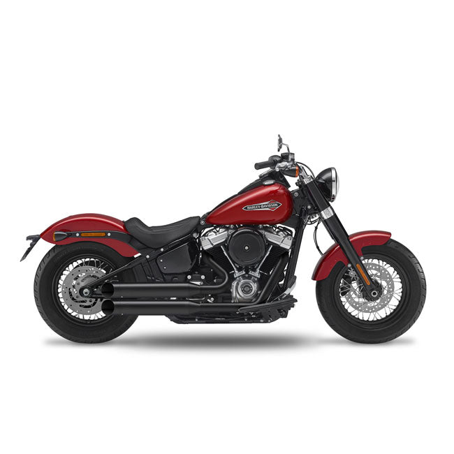 Big Slash End Cap Fusion Long 2-2 Exhaust Black For 107" M8 Softail Models: 18-20 Lowrider