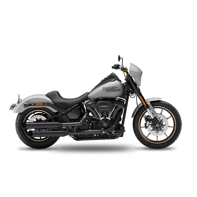 Big Slash End Caps Fusion Long Slip-Ons Black For 114" M8 Softail Models: 2021 Lowrider