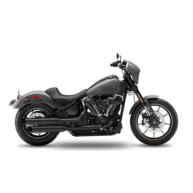 Big Slash End Caps Fusion Long Slip-Ons Black For 114" M8 Softail Models: 2021 Lowrider