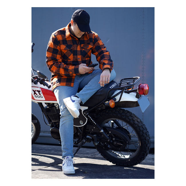 Motorcycle Storehouse Lumberjack Flannel Shirt Checkered Orange / Black