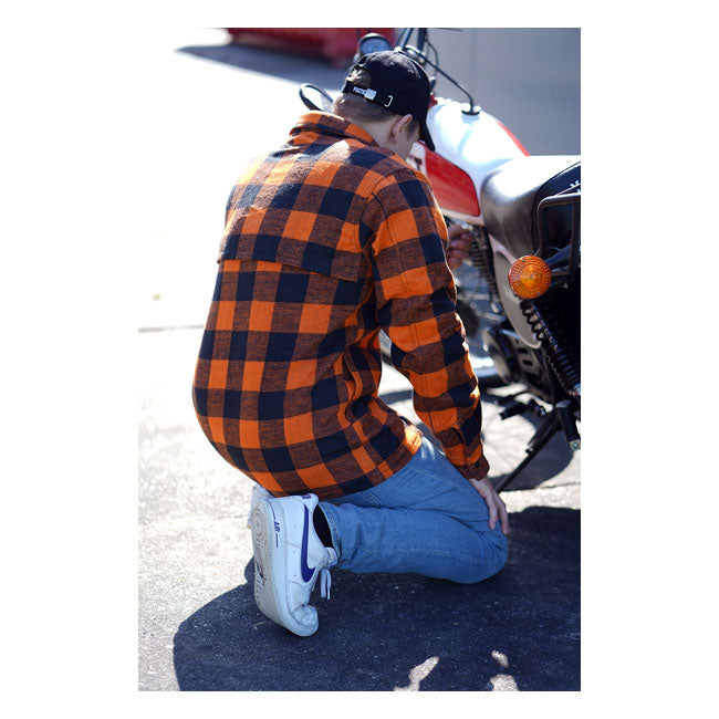 Motorcycle Storehouse Lumberjack Flannel Shirt Checkered Orange / Black