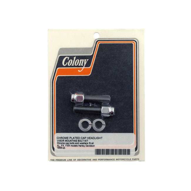 Headlamp Visor Mount Bolt Kit Chrome Cap