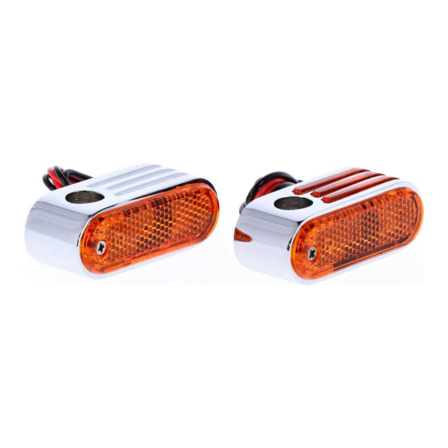 Lango Side Lighters Turn Signals Amber Lens Chrome