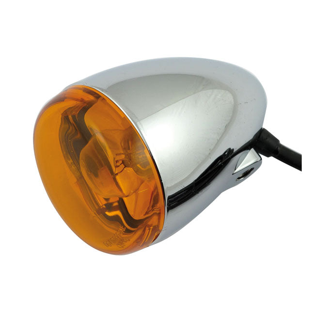 Chris Bullet Turn Signal Chrome Amber Lens Front - 16 MM