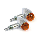 Micro Bullet 12V Halogen Turn Signals Chrome Grooved