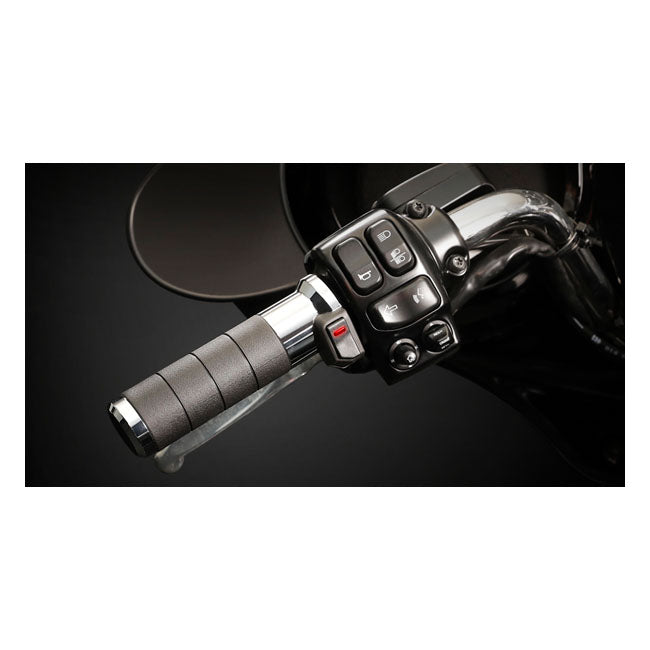 Titan-X Heated Grip Set Chrome For 96-21 H-D With Dual Throttle Cables