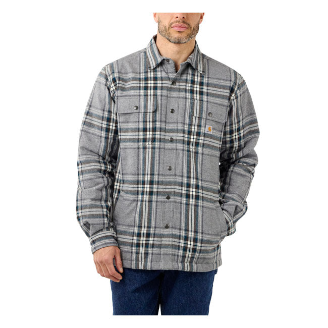 Sherpa Lined Flannel Plaid Shirt Asphalt