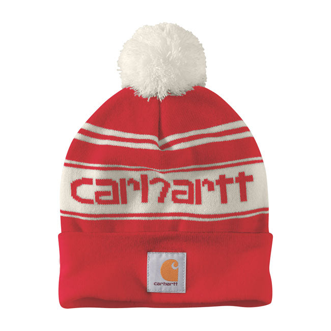 Carhartt Pom-Pom Logo Beanie Red Winter White