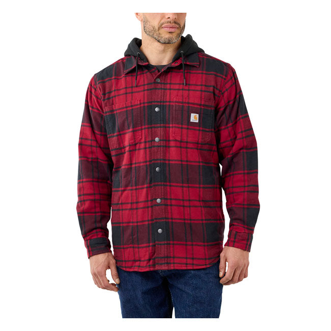 Flannel Hooded Shirt Oxblood