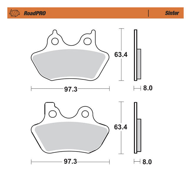 Roadpro Brake Pads Sintered For Front / rear: 16-20 XG750/500 Street NU.   Front left / front right / rear: 17-20 XG750A Street Rod NU.