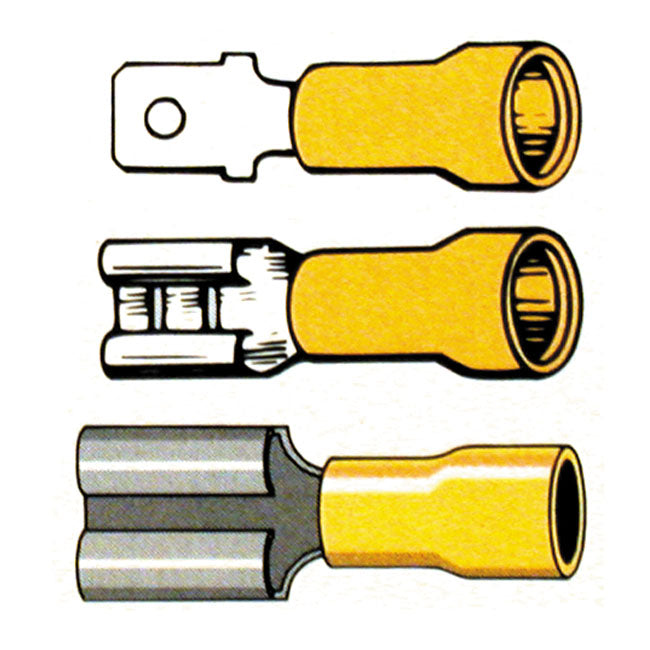 Connectors Slide-On Terminal PVC Crimp. Yellow 1/4 Inch Male