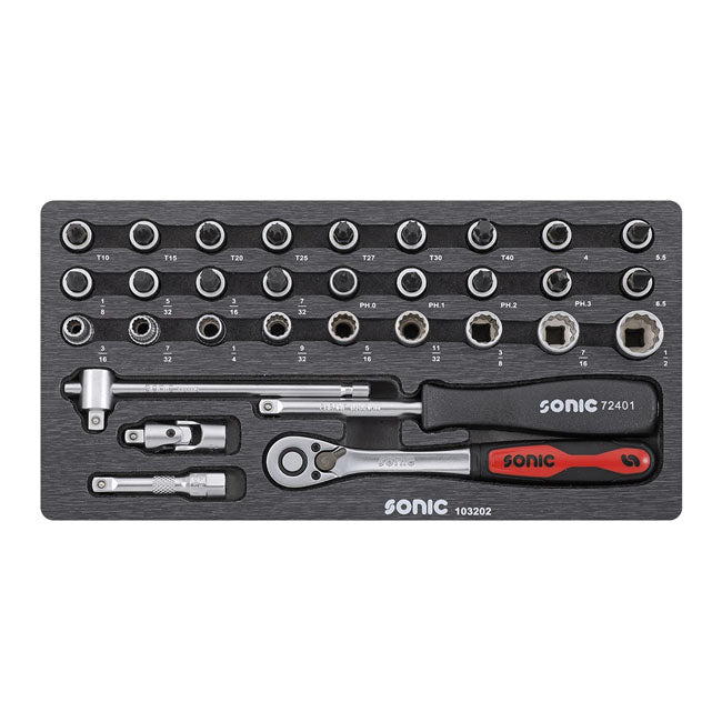 Combination Socket Set 1/4'' - 32 Pieces - US/SAE Sizes