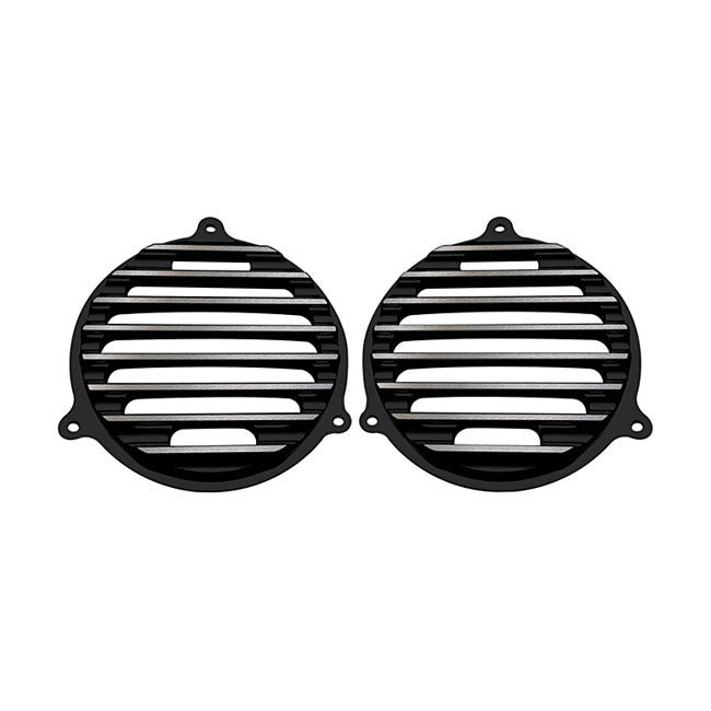 Covingtons Aluminum Speaker Grills Finned Black For 14-21 FLHT, FLHX