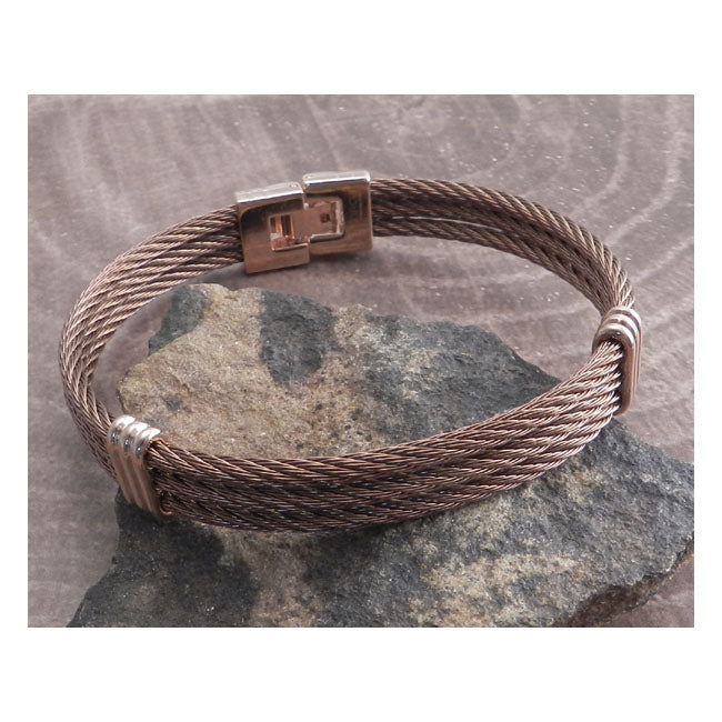 3 Row Steel Rust Bangle 8 Inch Wrist