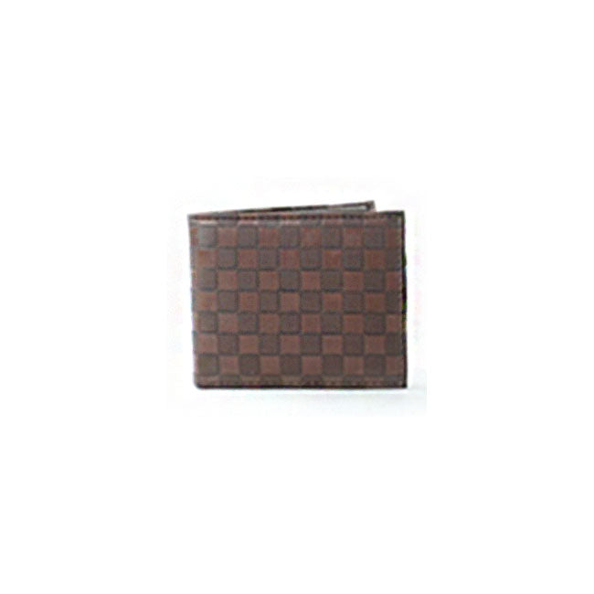 Checker Vegan Brown Wallet For close dimensions 4.5 Inch x 4 Inch