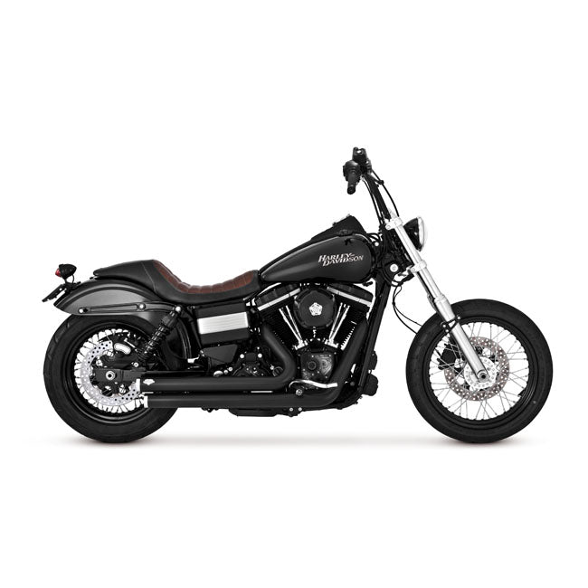 Bigshots Staggered 2-1/2 Inch PCX Exhaust Black For 06-17 Dyna Excl. 12-16 FLD Switchback NU