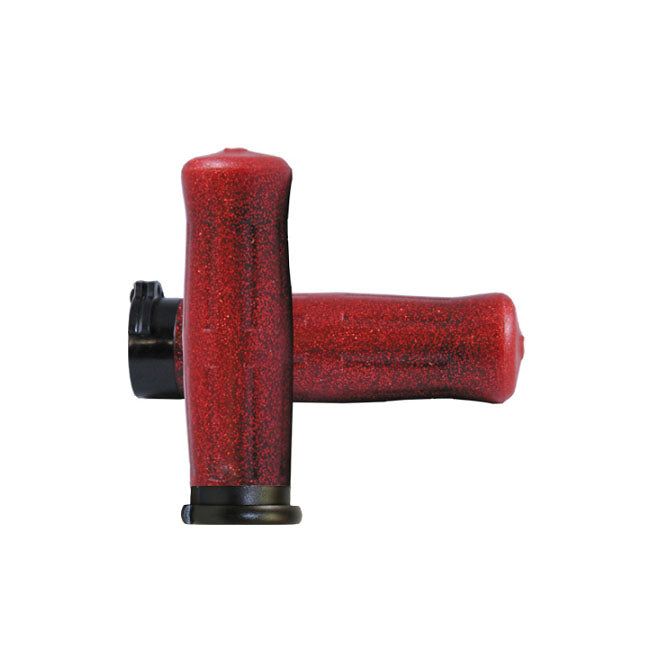 Old School Grips Coke Bottle Look Red Sparkle For 96-22 H-D With dual throttle cables