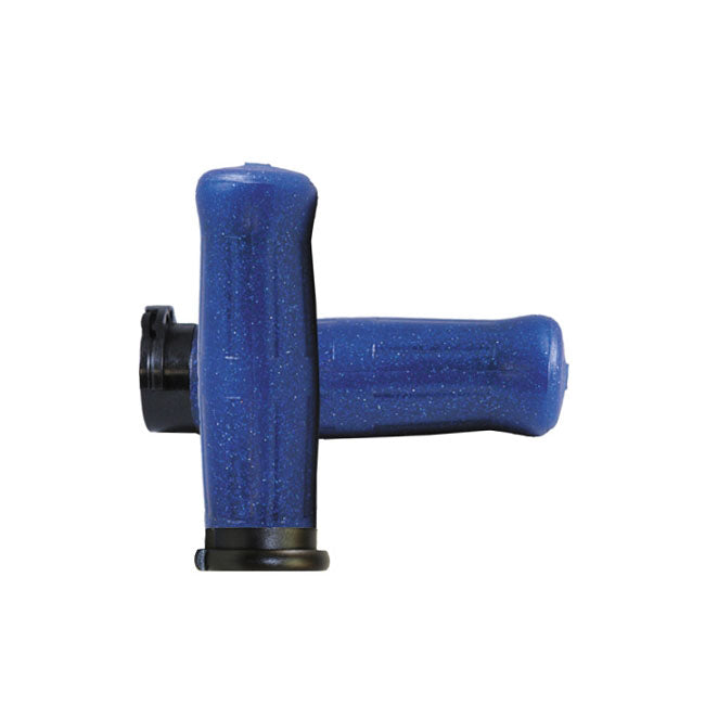 Old School Grips Coke Bottle Look Blue Sparkle For 96-22 H-D With dual throttle cables