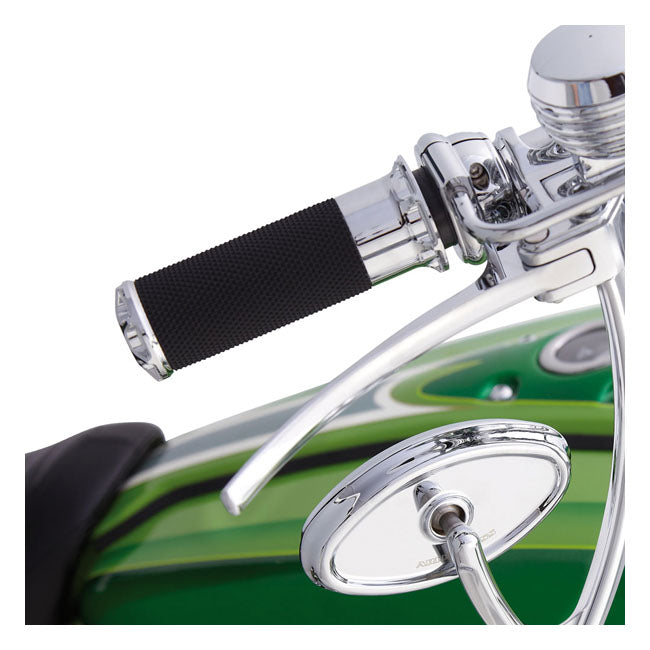 Fusion Billet Beveled Grips Chrome For 74-21 H-D With Single Or Dual Throttle Cables (Excl. Street)