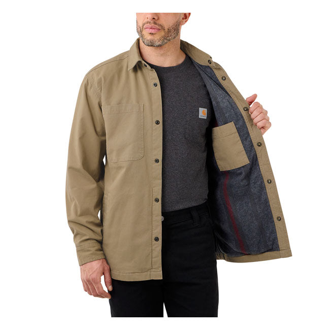 Carhartt Fleece Lined Denim Shirt Jacket Dark Khaki