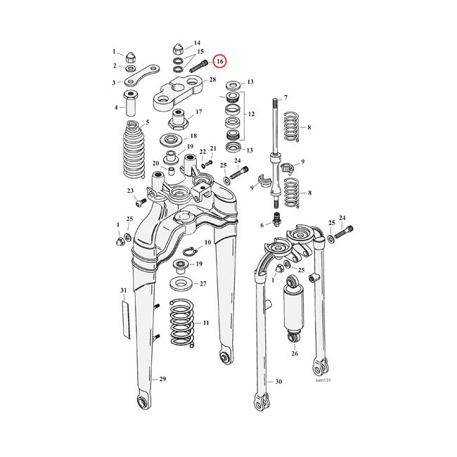 Screw Upper Triple Clamp Softail Spring