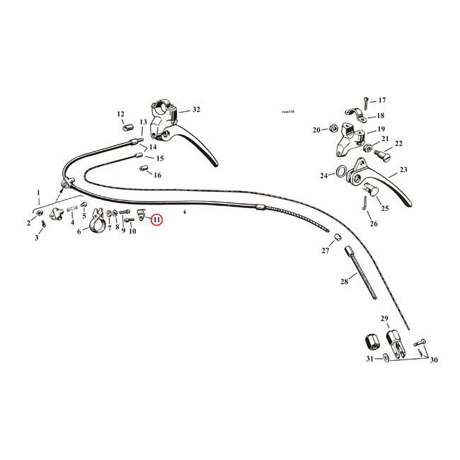 Lower Clamp Control Cable To Fork Zinc For 30-52 45 Inch WL