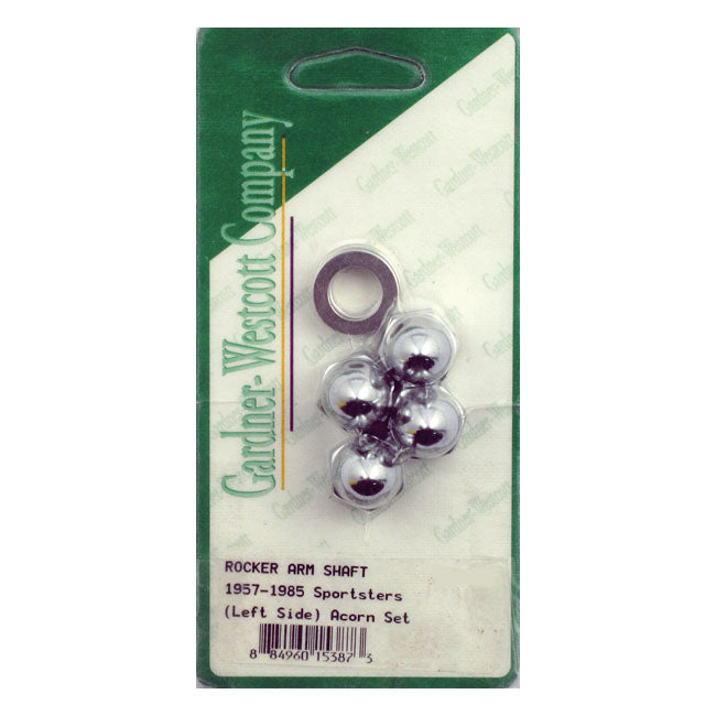 Rocker Shaft End Nut Set. Acorn Style Chrome For 66-84 Shovelhead