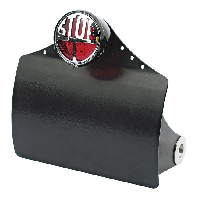 Curved License Plate Bracket Black For Holland / Belgium With LED Stop Tail Light