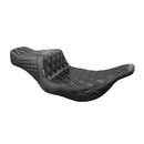 Lepera Tailwhip 2-Up Seat Double Diamond Stitch Black For 96-07 FLH Touring NU