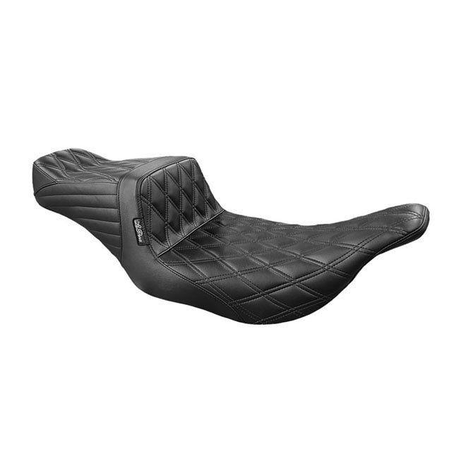 Lepera Tailwhip 2-Up Seat Double Diamond Stitch Black For 96-07 FLH Touring NU